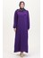 Broş Detaylı Elbise 0017-02 Mor 1