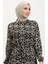 Desenli Viskon Elbise 0010-02 Siyah 3