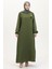 Broş Detaylı Elbise 0017-04 Haki 1