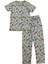 Erkek Çocuk Pamuklu Gri Balık Desenli Kısa Kollu Pijama Takımı 1