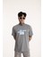 Bisiklet Yaka Erkek Kabaran Bulut Baskılı Pamuk T-Shirt 1
