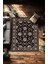 Vintage Halı Modern Motifli Siyah Bej Kilim Desenli Dijital Şönil Halı 1