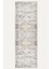 Modern Kilim Desenli, Gri ve Turuncu Tonlarında Eskitilmiş Vintage Dijital Şönil Halı 5