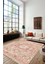 Kızıl ve Bej Tonlarında Geometrik Kilim Motifli Vintage Dijital Şönil Halı 1