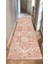 Kızıl ve Bej Tonlarında Geometrik Kilim Motifli Vintage Dijital Şönil Halı 4