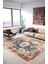 Lacivert ve Krem Tonlarında Floral Motifli Vintage Dijital Şönil Halı 1