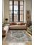 Vintage Halı Modern Motifli Yeşil Bej Kilim Desenli Dijital Şönil Halı 1