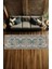 Vintage Halı Modern Motifli Yeşil Bej Kilim Desenli Dijital Şönil Halı 4
