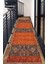 Turuncu ve Kırmızı Tonlarında Etnik Kilim Desenli Halı Dijital Şönil Halı 4