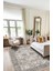 Vintage Halı Modern Motifli Gri ve Bej Kilim Desenli Dijital Şönil Halı 1