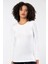 Beyaz Kadın Süper Ince Doğal Bambu Lüks Uzun Kol T-Shirt 2314 1