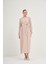 Kadın Plise Şifon Elbise Beige 31019 2
