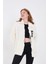 Yumoş Kumaş Oversize Fermuarlı Beyaz Hırka 4