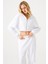 Aura Fermuarlı Crop Hoodie Beyaz 4