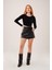 Kadın Ters Dikişli Basic Siyah Body Bluz 2