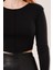 Kadın Ters Dikişli Basic Siyah Body Bluz 4