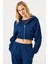 Aura Fermuarlı Crop Hoodie Lacivert 1