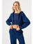 Aura Fermuarlı Crop Hoodie Lacivert 3