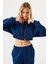 Aura Fermuarlı Crop Hoodie Lacivert 4