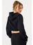 Aura Fermuarlı Crop Hoodie Siyah 2