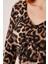 Leopar Desen Önü Büzgülü Basic Bluz 3