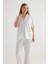 Kadın Plus Size Pamuklu Gömlek Yaka Pijama Üstü 2