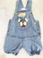 Kız Erkek Bebek Jean Kot Salopet Tulum 2li Set Takım Ayıcık Oyuncaklı Denim Yazlık 3