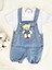 Kız Erkek Bebek Jean Kot Salopet Tulum 2li Set Takım Ayıcık Oyuncaklı Denim Yazlık 4