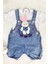 Kız Erkek Bebek Jean Kot Salopet Tulum 2li Set Takım Ayıcık Oyuncaklı Denim Yazlık 4