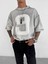 Erkek Dikiş Detaylı Waffle Kumaş Oversize T-Shirt Beyaz 4