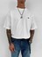 Erkek Oversize Nakışlı T-Shirt Beyaz 5