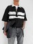 Erkek Polo Yaka Yıkamalı Şeritli Oversize T-Shirt Siyah 1