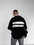 Erkek Polo Yaka Yıkamalı Şeritli Oversize T-Shirt Siyah 4