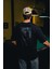 Erkek Kuzgun Yamalı Oversize T-Shirt Siyah 2