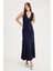 V Yaka Sıfır Kol Modal Uzun Elbise 2