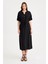 Beli Bağlamalı Cepli Kol Apoletli Uzun Modal Elbise 5