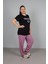 Büyük Beden Alt Puantiyeli Coffee Baskılı Pijama Takım 5