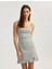 Yırtmaç Detaylı Ince Askılı Viskon Karışımlı Bodycon Mini Elbise 3