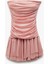 Drape Detaylı Kolsuz Straplez Volanlı Mini Abiye Elbise 1