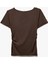 Drape Detaylı Slim Fit Kısa Kollu Yuvarlak Yaka Viskon Tişört 2