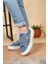 Aria 2408 Kadın Taşlı Kot Sneaker Ayakkabı Mavi 1