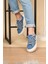 Aria 2408 Kadın Taşlı Kot Sneaker Ayakkabı Mavi 4