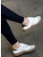 Belinda Beyaz Cilt Leopar Desenli Cırtlı Kauçuk Taban Kadın Sneaker Ayakkabı 1