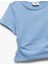 Pencere Detaylı Bisiklet Yaka Kısa Kollu Pamuklu Crop Bluz 3