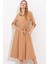 Camel Kuşaklı Gömlek Elbise 2442 2