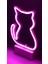 Kedi Neon LED Işıklı Parlaklık Ayarlı Gece Lambası 2