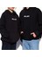 Logo Baskılı Oversize Fit Siyah Kapüşonlu Sweatshirt 1