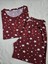 Bordo Yıldızlı Şortlu Pijama Takımı 2