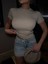 Bisiklet Yaka Crop Top T- Shirt 4