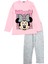 Kız Çocuk Pamuklu Pembe-Gri Renk Minnie Desenli Taytlı Takım 1